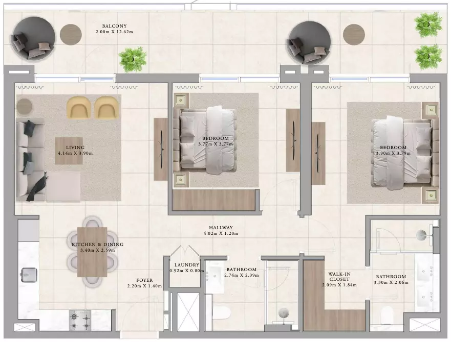 Greenside Residence Type 3, 2 beds