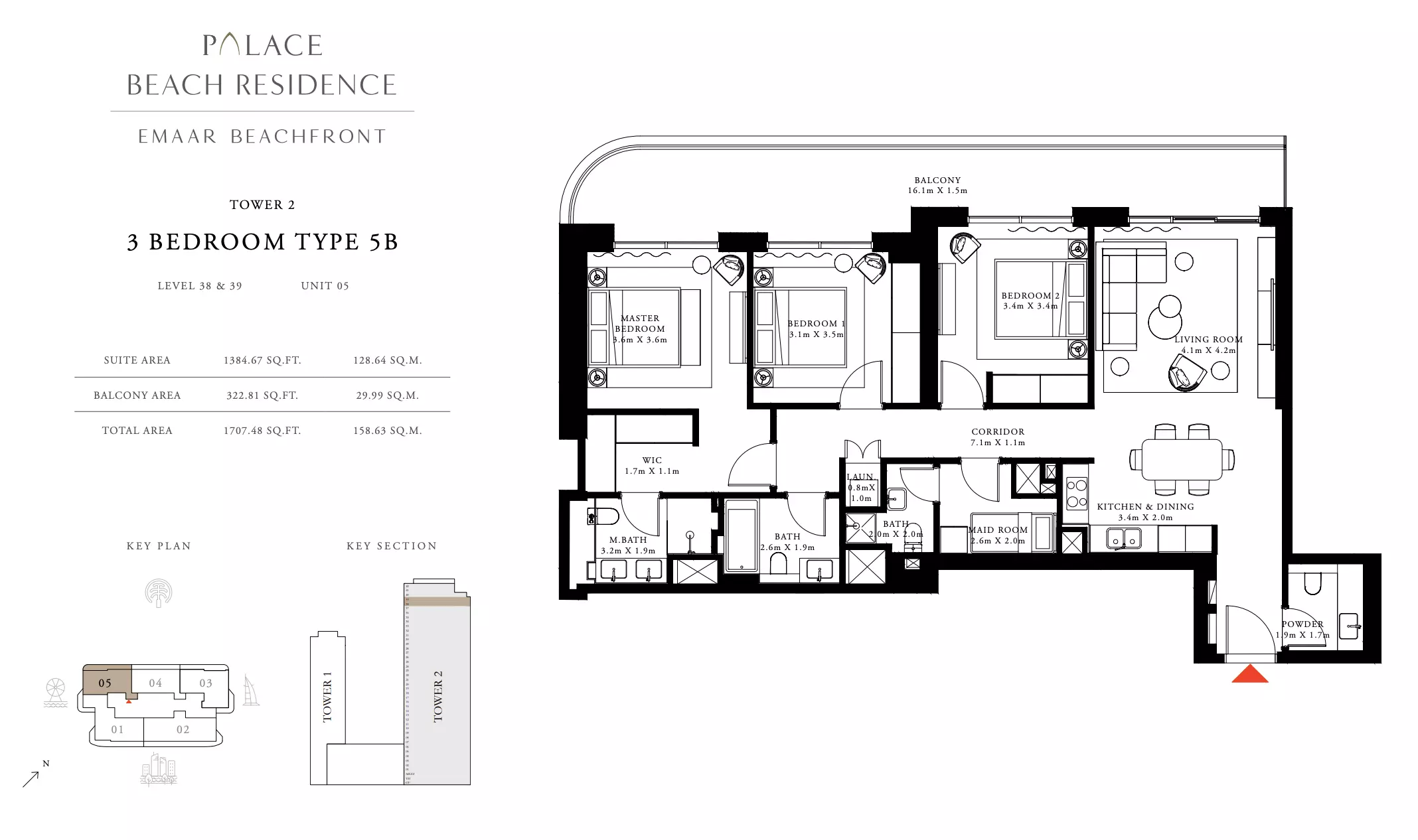 Palace Beach Residence Type 5B, 3 beds