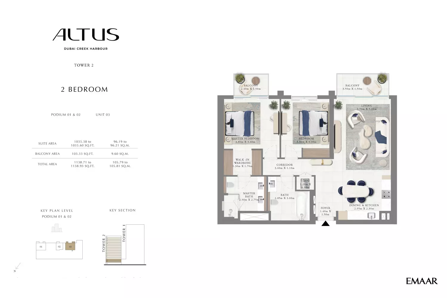 Emaar Altus Type 4-Tower2, 2 beds