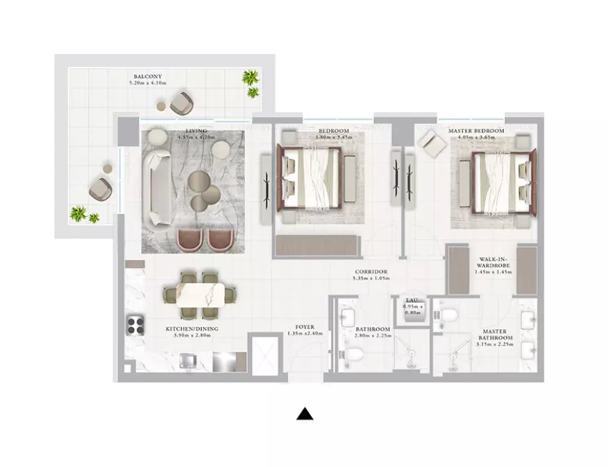 Ocean Point 1 By Emaar — 2BR floor plan