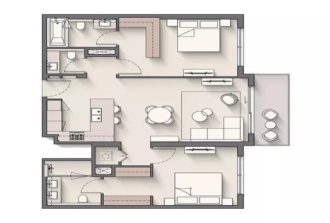 Windsor House Ii — 2BR floor plan