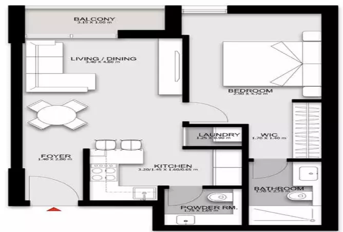 Darb By Alef Group — 1BR floor plan