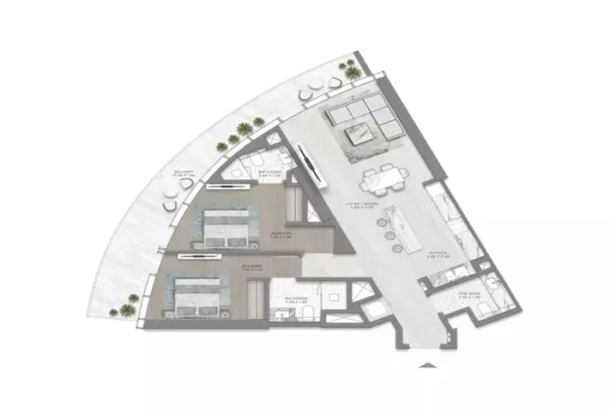 Canal Crown 2 — 2BR floor plan