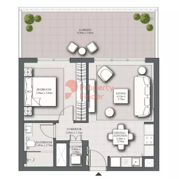 Park Horizon Type B1 building 2 ground level unit g04, 1 bed