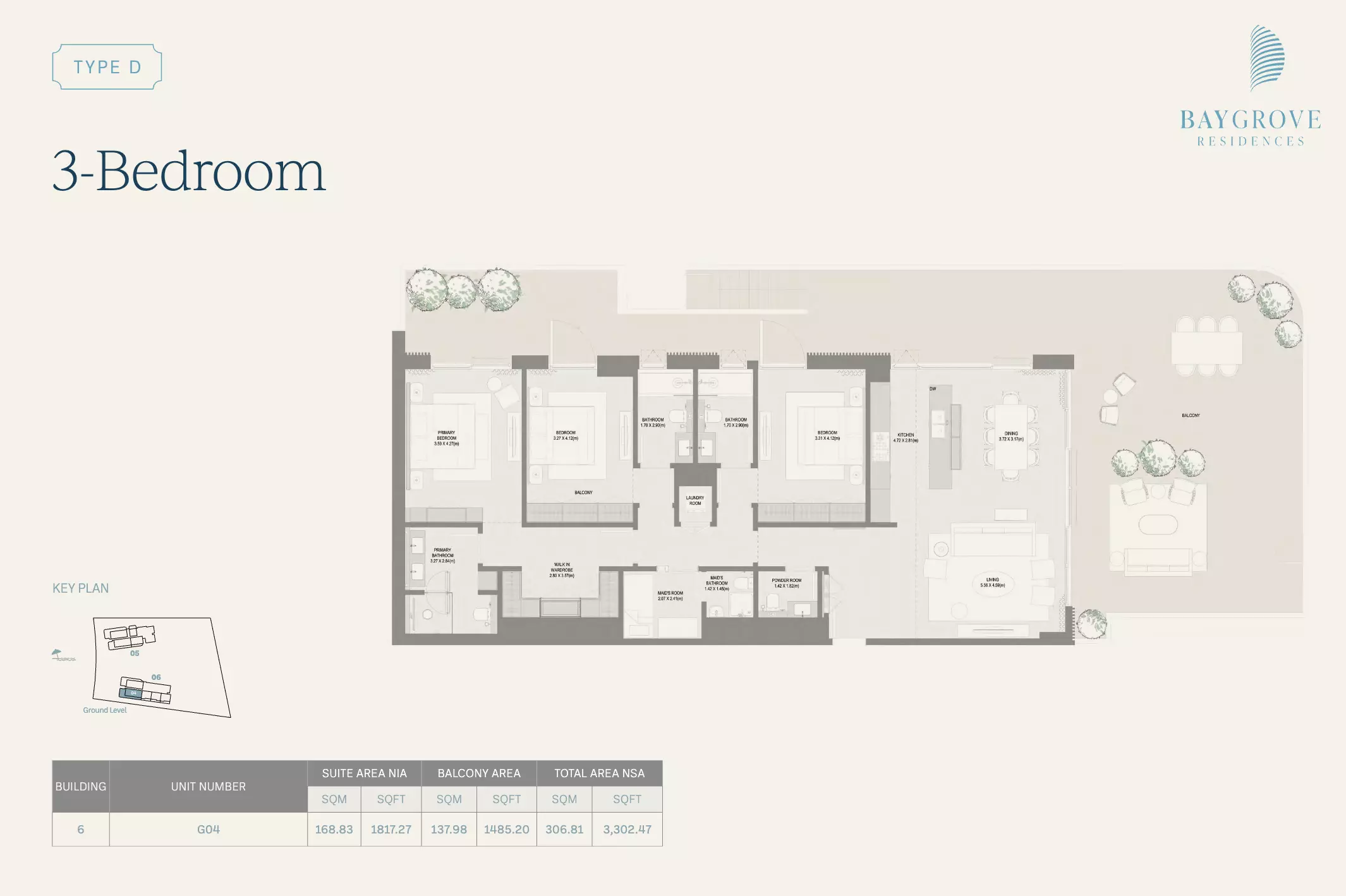 Bay Grove Residences Phase 3 Type D | 3-Bedroom, 3 beds