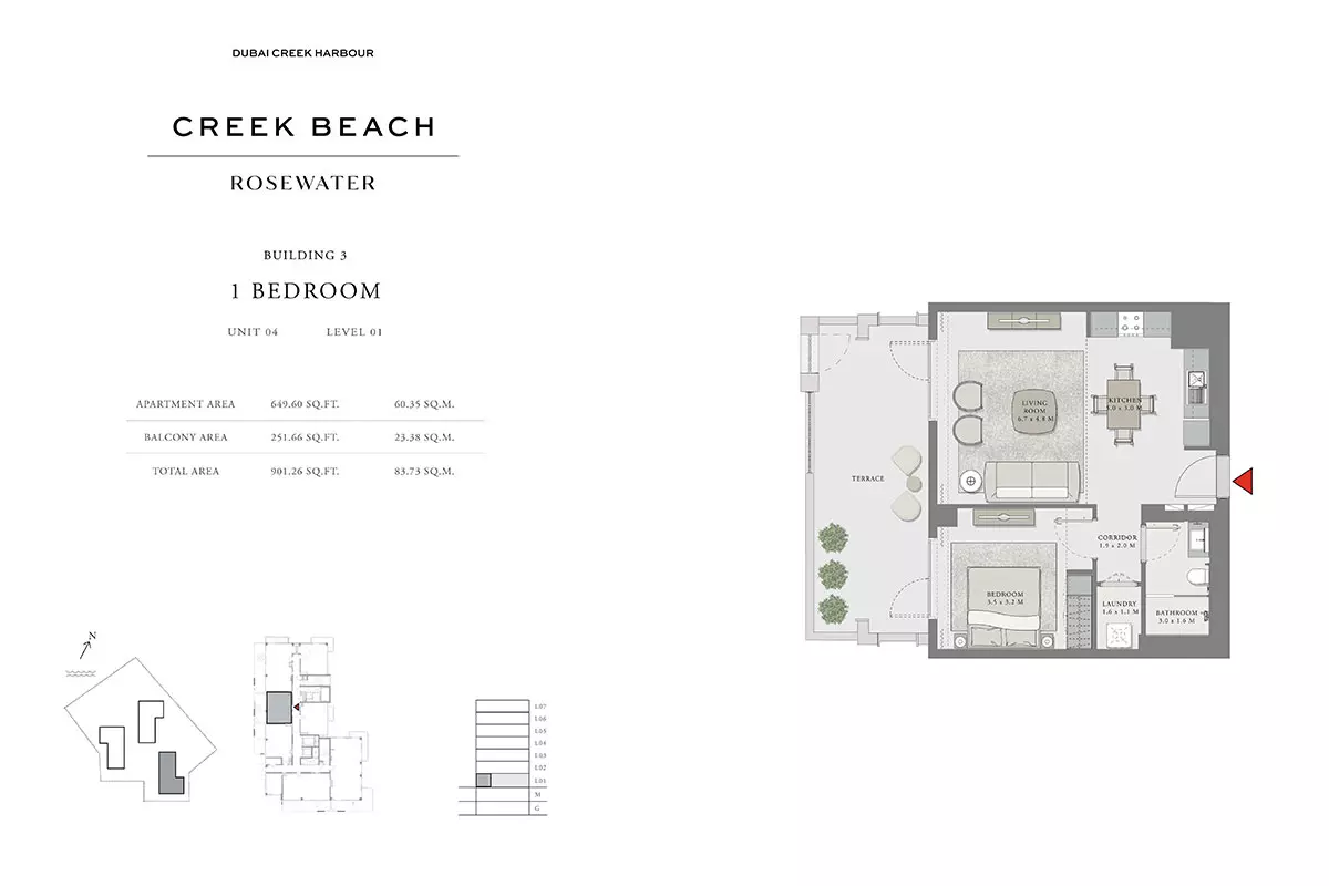 Creek Beach Rosewater B3-Type F, 1 bed