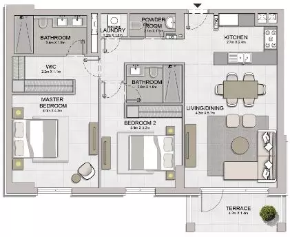 La Sirene Phase1 By Meraas Type 4A, 2 beds