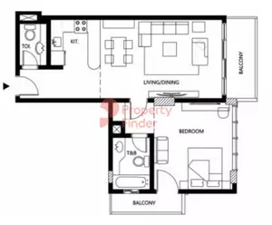 Binghatti Galaxy — 1BR floor plan