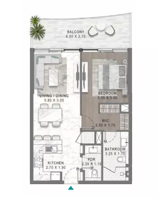 Lagoons Views Phase 2 By Damac Tower 11C, 11D, 12C & 12D Type 27, 1 bed