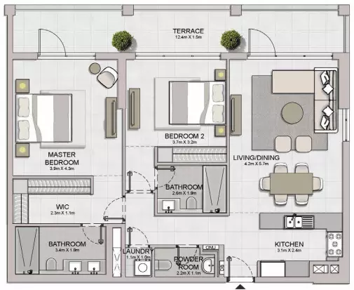 Le Ciel Type 4 Level 1, 2 beds