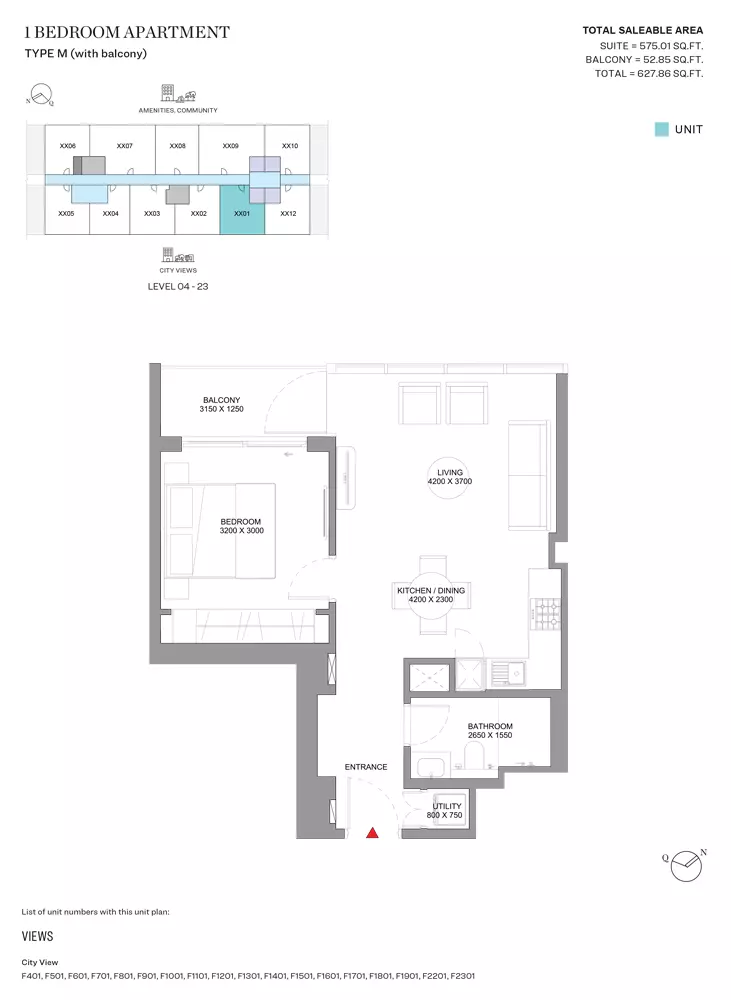 Sobha Orbis Type M-Tower F, 1 bed