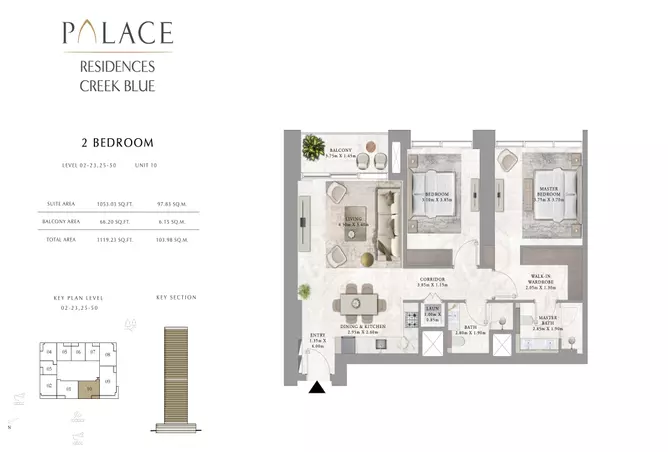 Palace Residences Creek Blue — 2BR floor plan