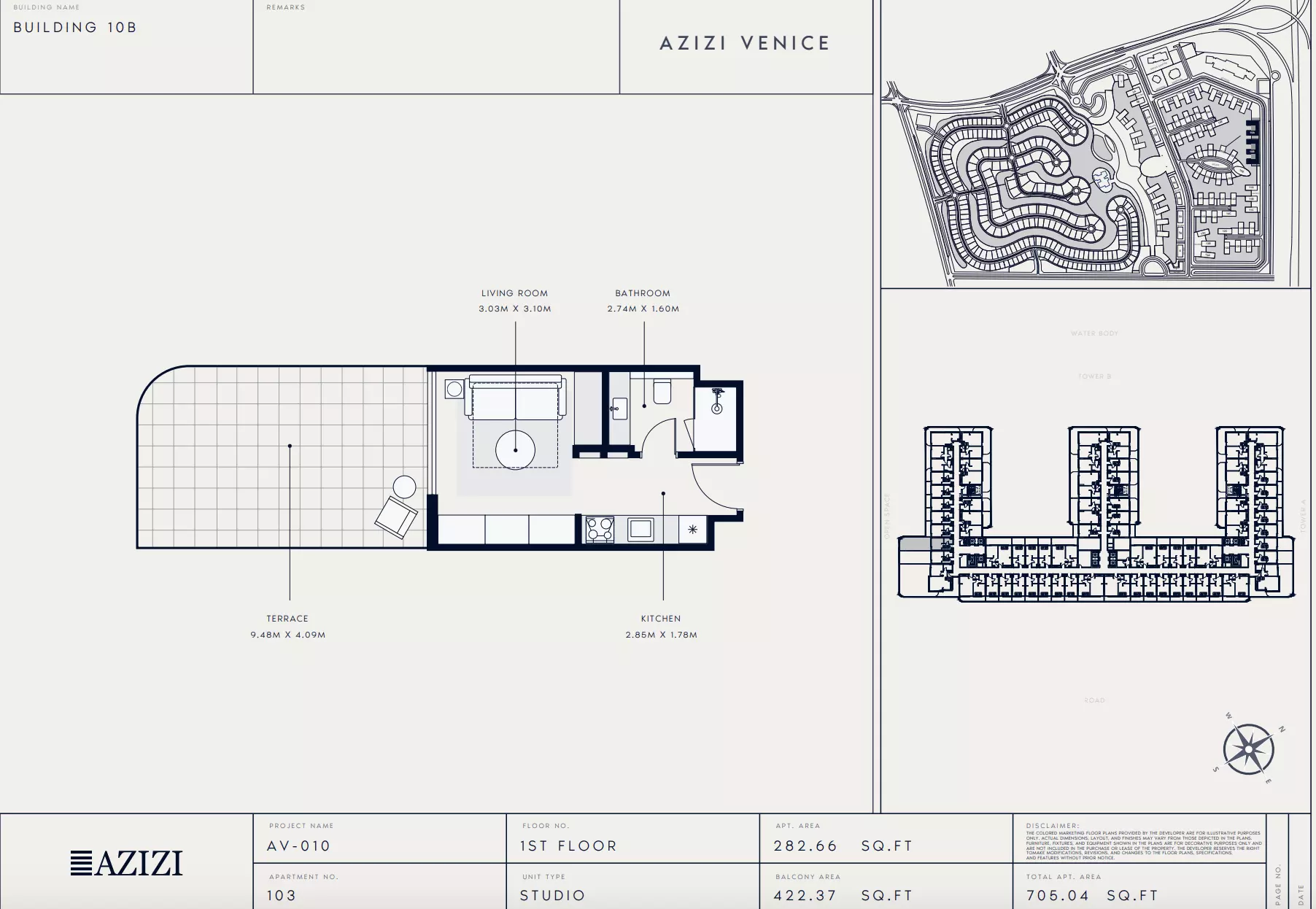 Azizi Venice 10 Type 103-Building B, 1 bed
