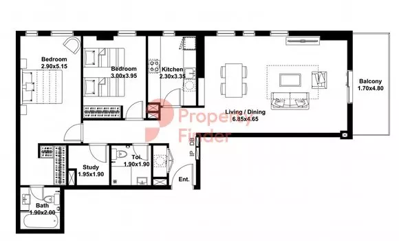 Midtown Noor Type-D Level-5-6 Building 5, 2 beds