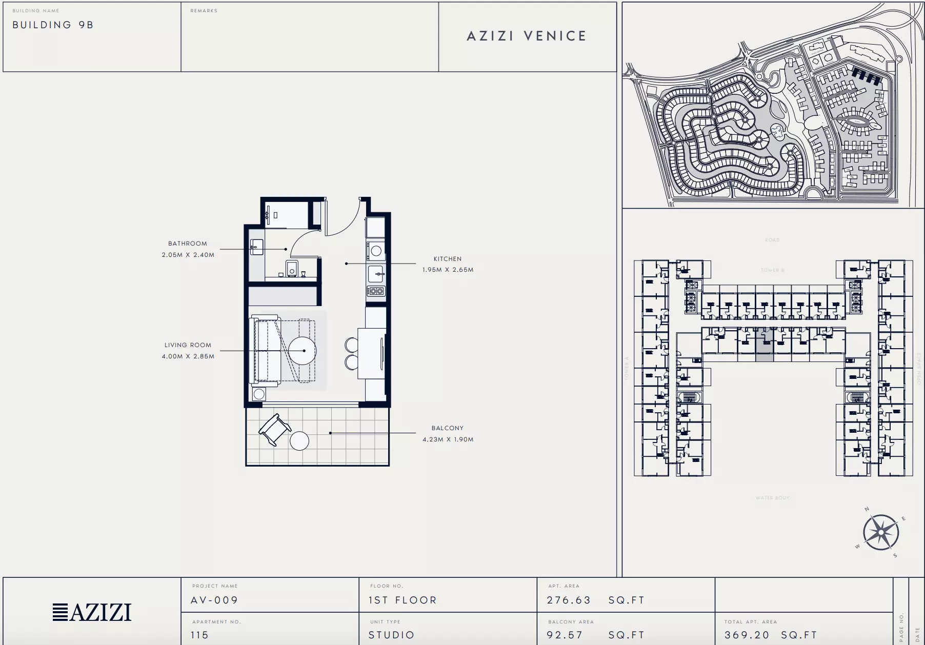 Azizi Venice 9 — Studio floor plan