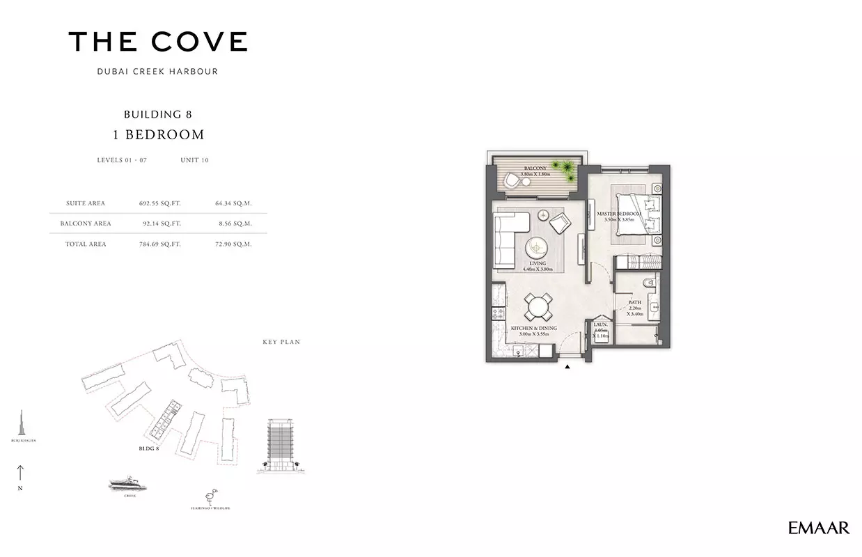 The Cove Phase 2 By Emaar Building 8 - Levels 01-07, Unit 10, 1 bed