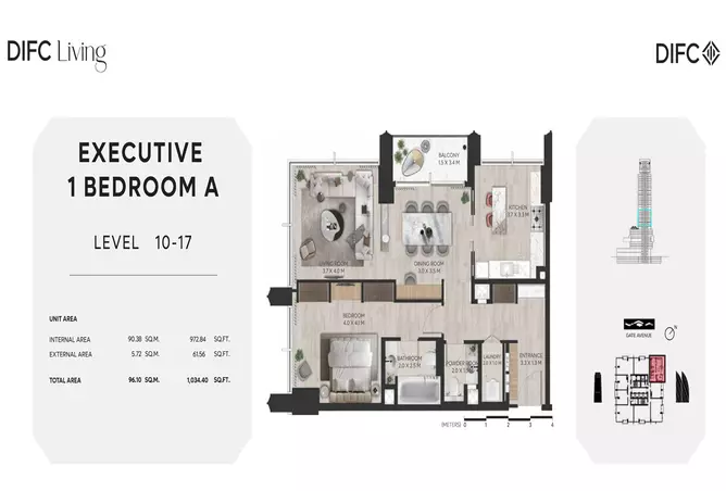 Difc Living — 1BR floor plan