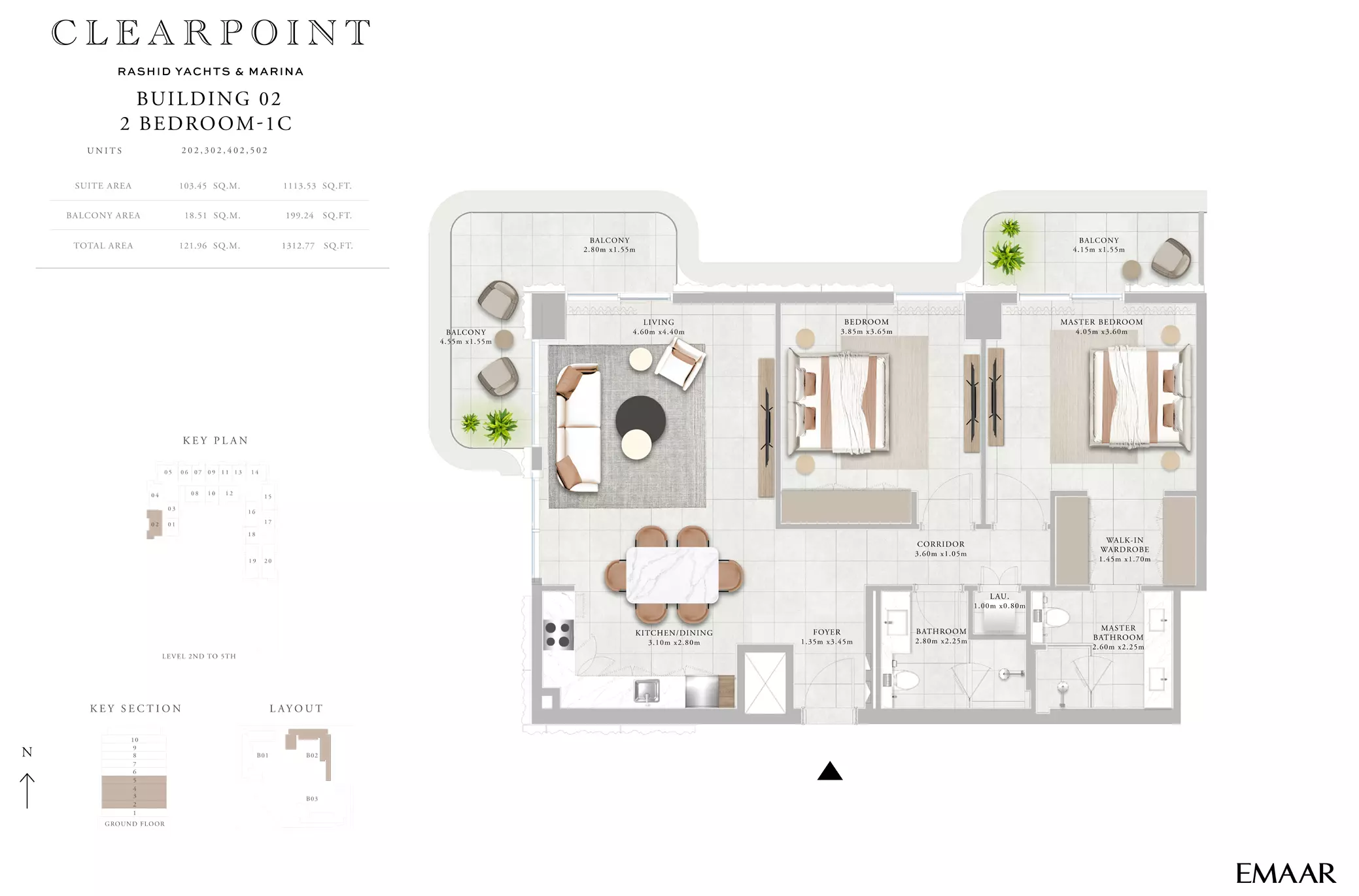Clearpoint Building 2 _ Type 1C 2BD, 2 beds