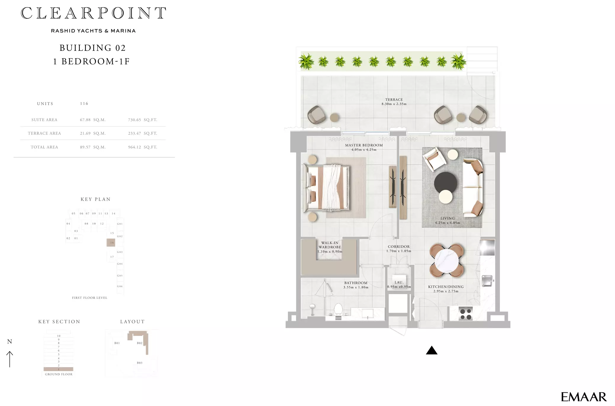 Clearpoint Building 2 _ Type 1F, 1 bed