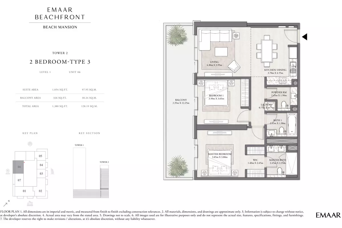 Beach Mansion Tower 2 Type 3, Level 1, unit 06, 2 beds