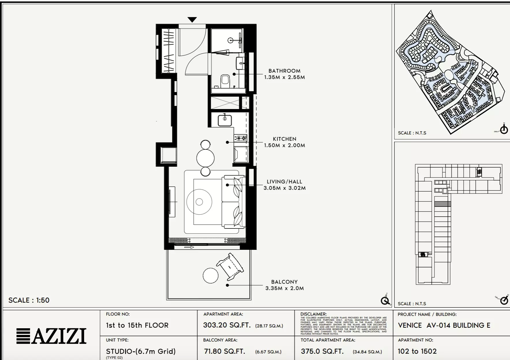 Azizi Venice 14 Type 102-Building E, studio