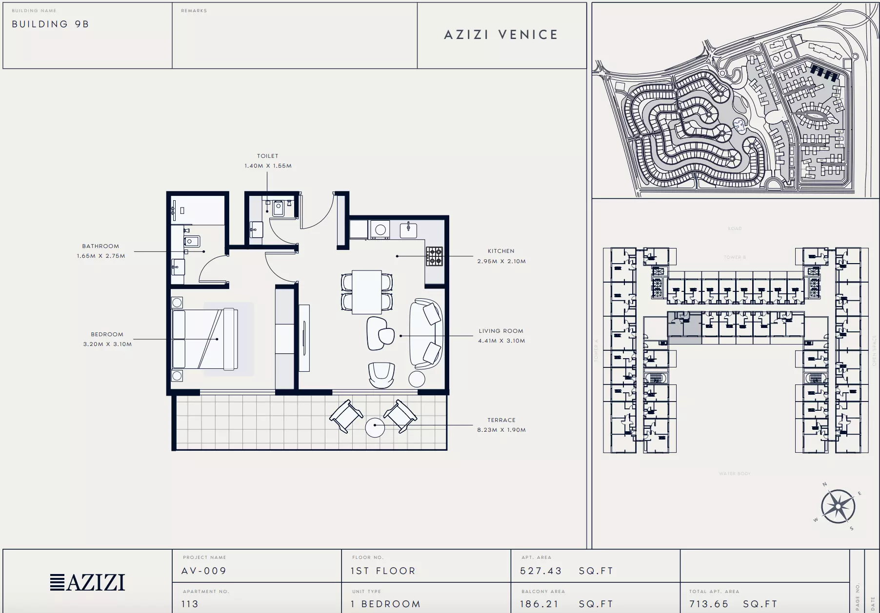 Azizi Venice 9 Type 113-Building B, 1 bed