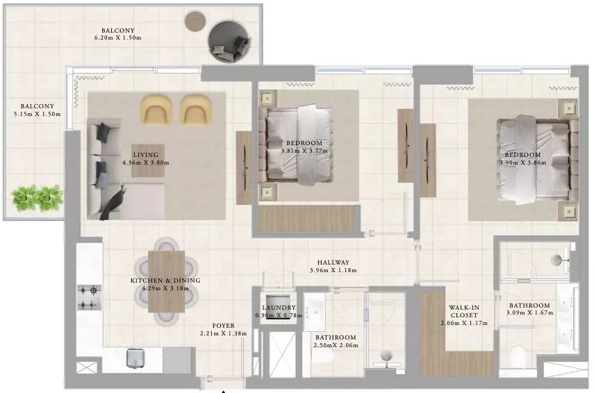 Greenside Residence Type 2A, 2 beds