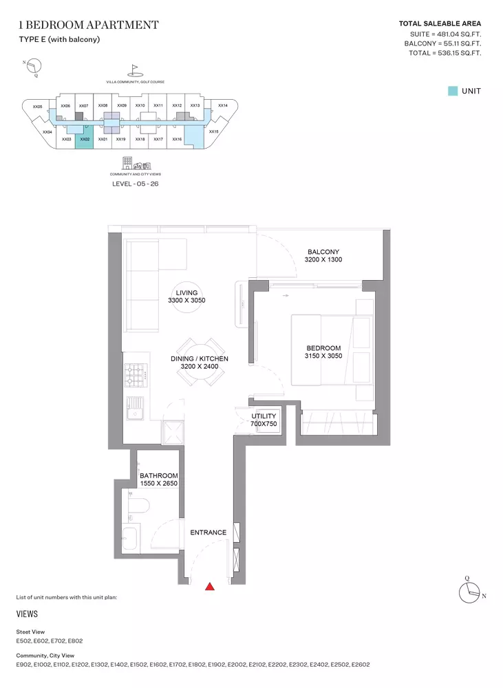 Sobha Orbis Type E-Tower E, 1 bed