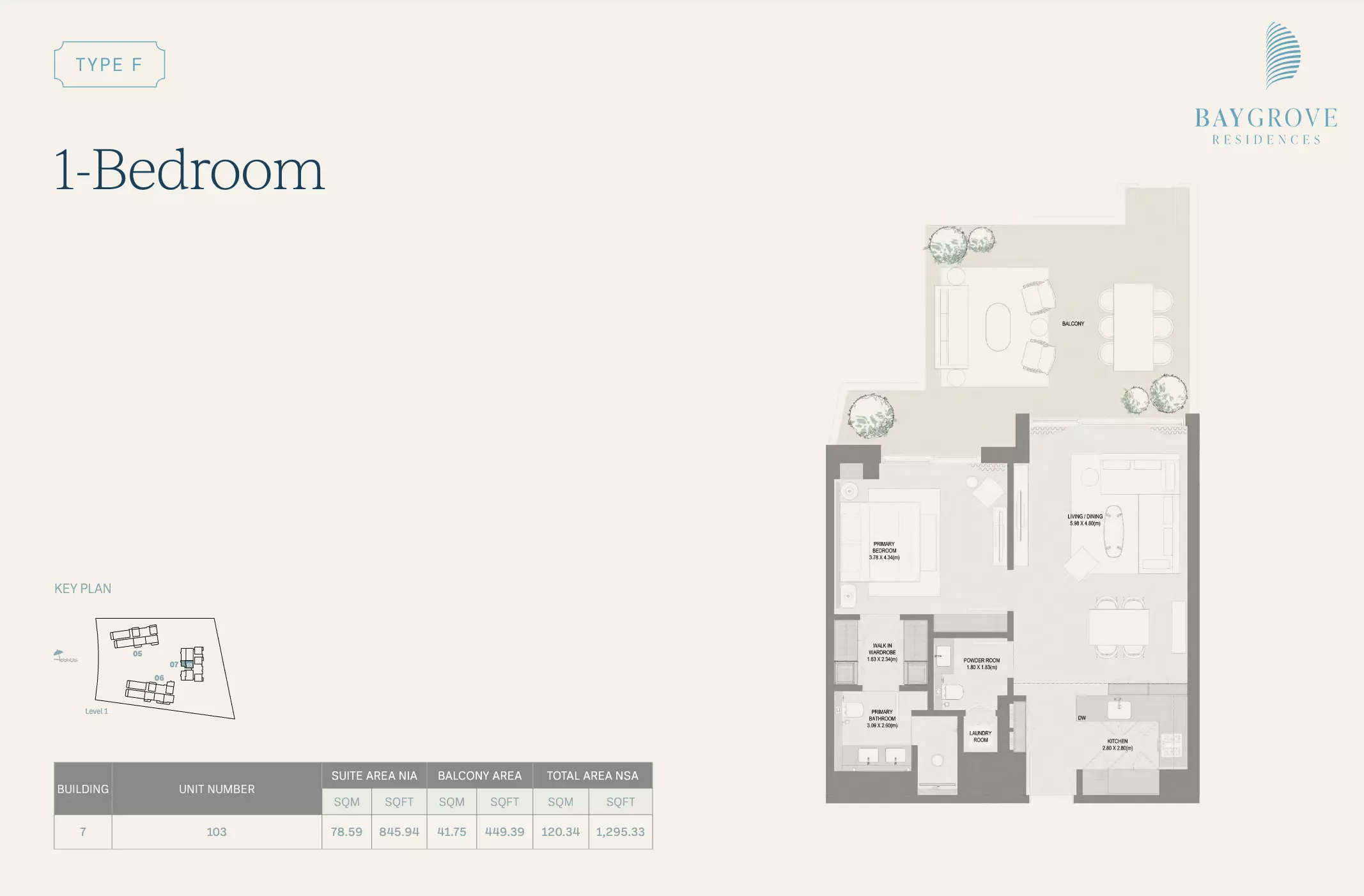 Bay Grove Residences Phase 3 Type F | 1-Bedroom, 1 bed