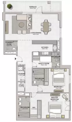 La Sirene Phase1 By Meraas Type 2A, 2 beds