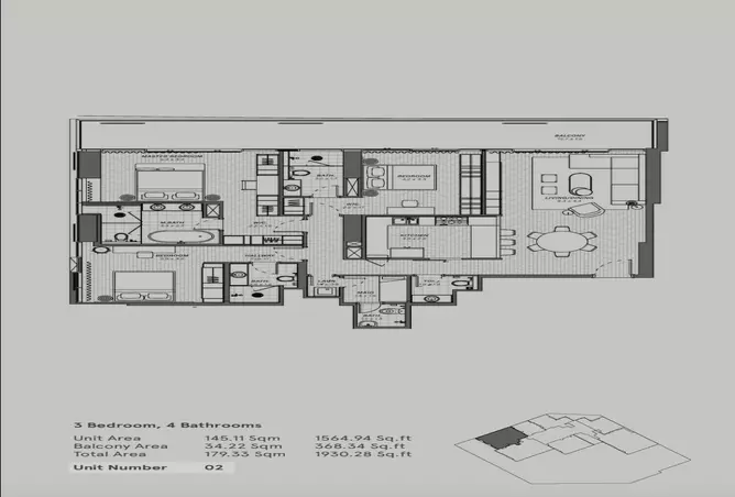 Reem Eleven — 3BR floor plan