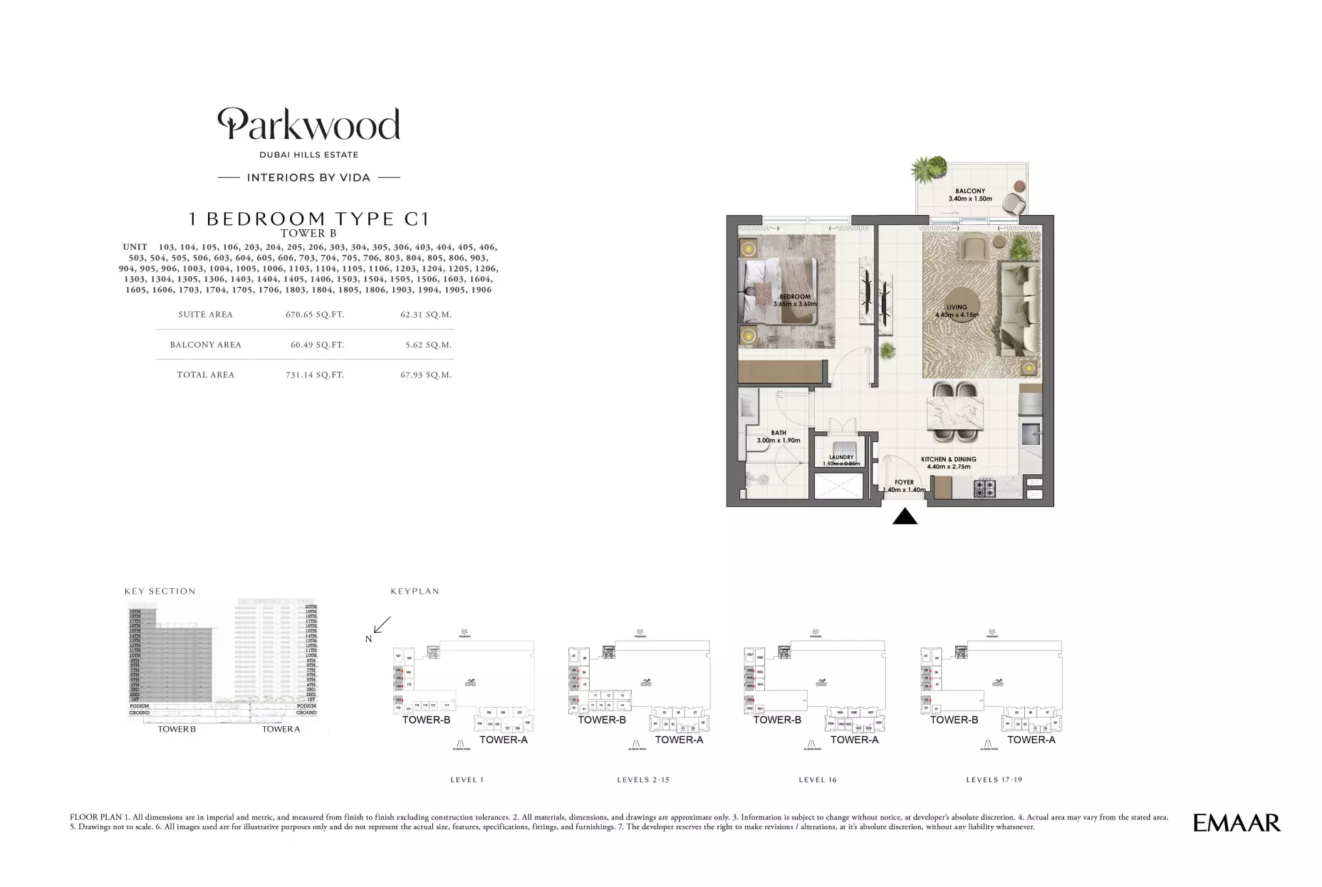 Parkwood Type C1-Tower B, 1 bed
