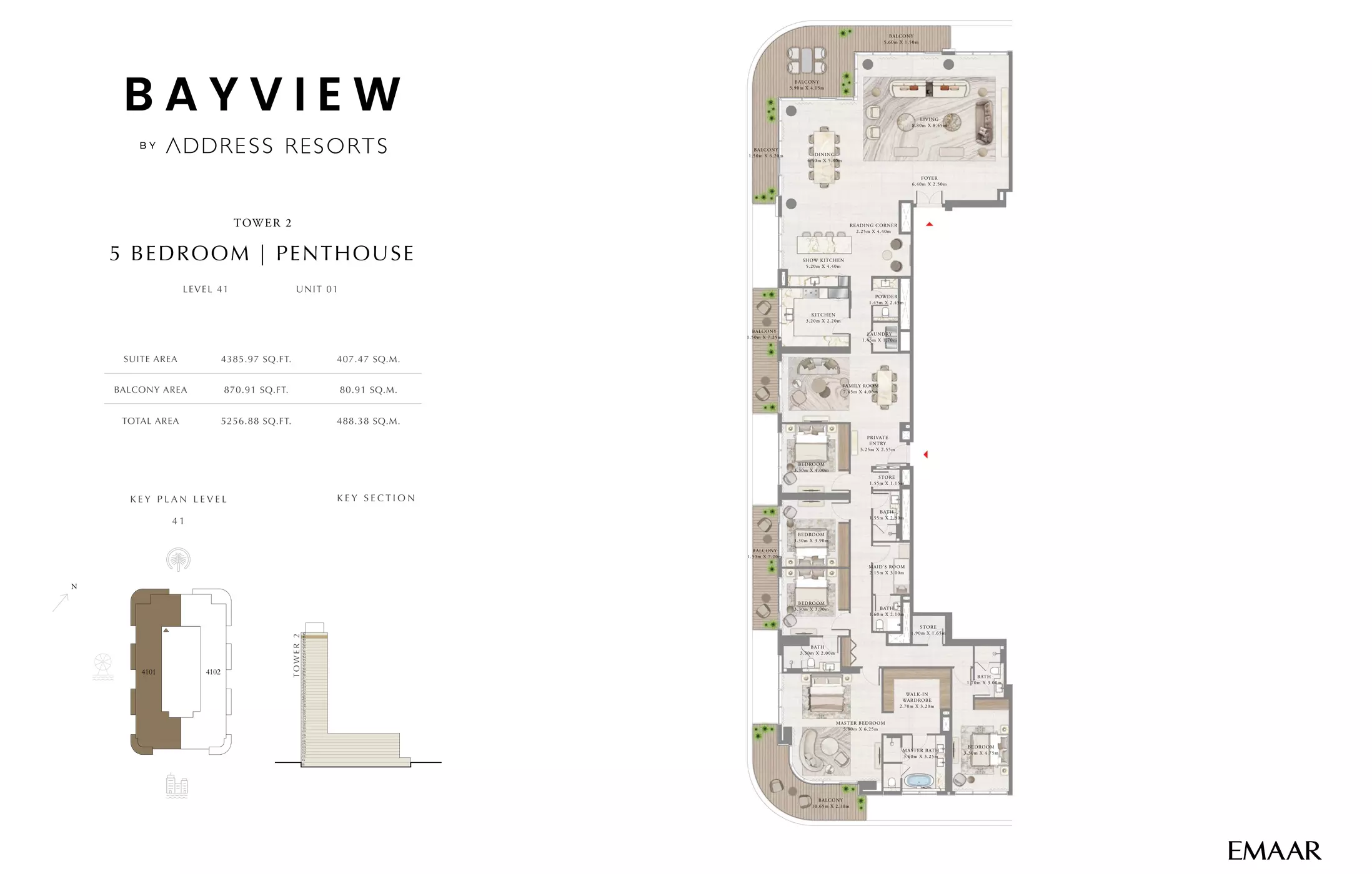 Bayview By Emaar Unit 2, Level 41, 5 beds