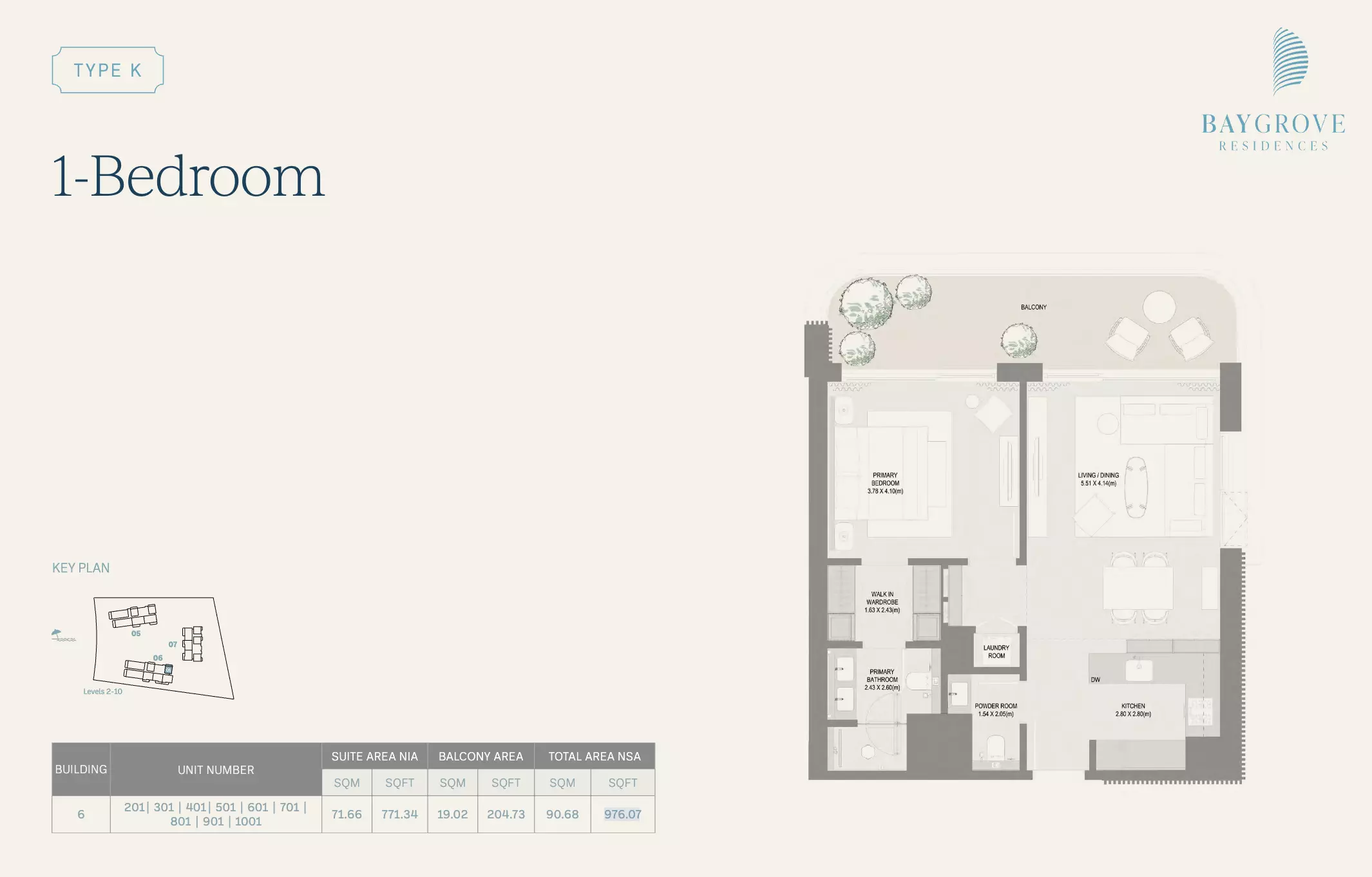 Bay Grove Residences, Dubai Islands — 1BR floor plan
