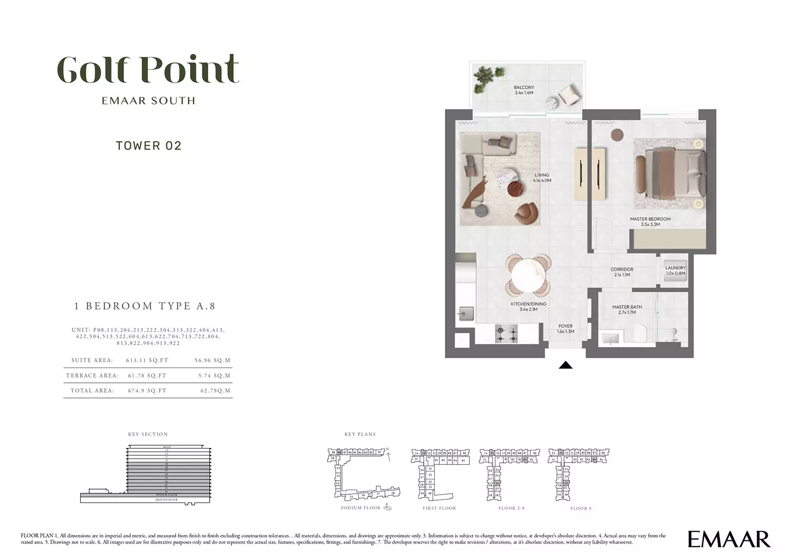 Golf Point Tower 2 - Type A-8, 2 beds