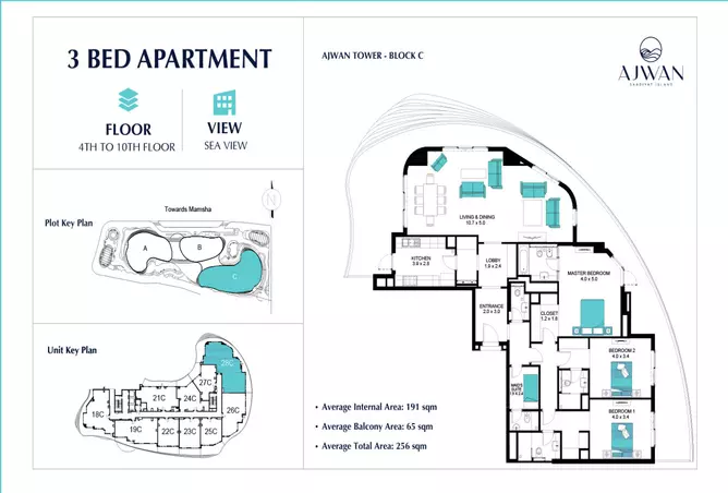 Ajwan Towers — 3BR floor plan