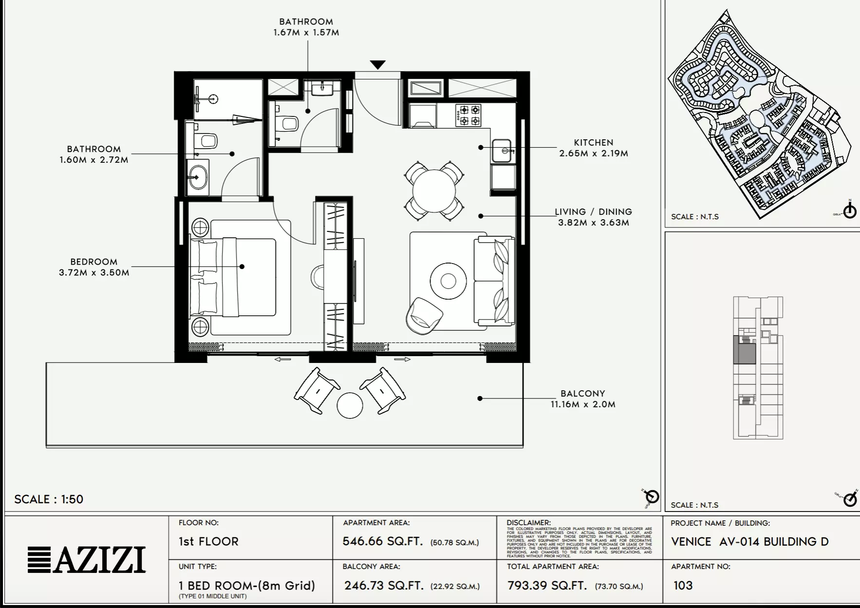 Azizi Venice 14 Type 103-Building D, 1 bed