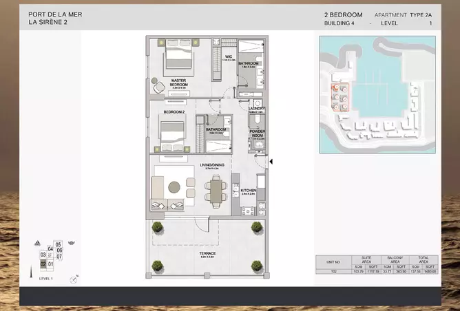 La Sirene Phase 2 By Meraas — 2BR floor plan
