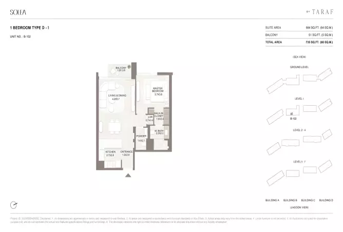 Solea by Taraf — 1BR floor plan