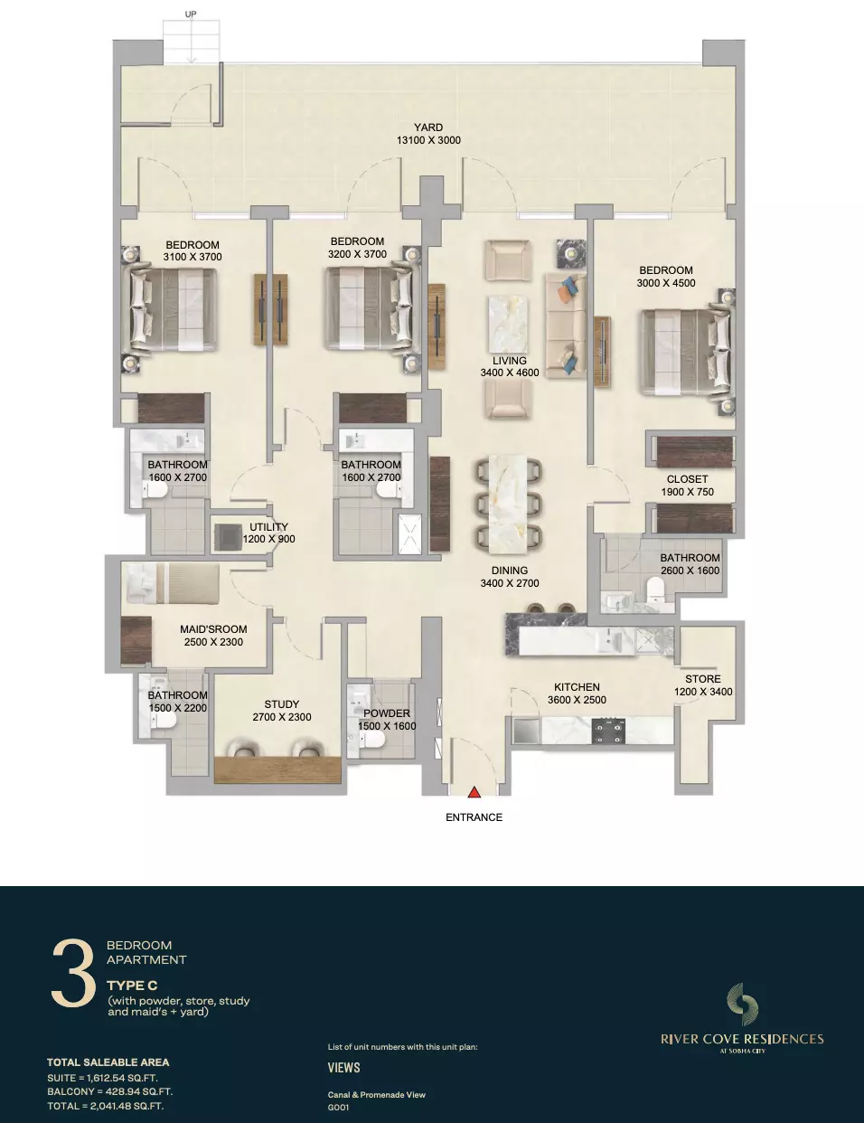 River Cove Residences at sobha city Type C-villament G, 3 beds