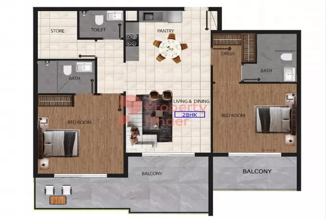 Marquis Elegance — 2BR floor plan