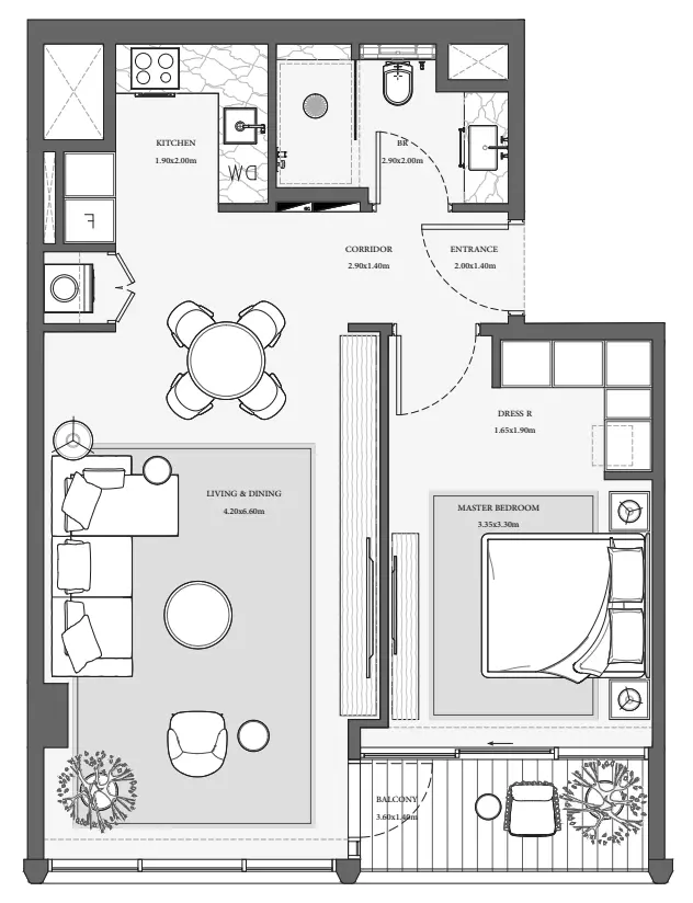 Verve City Walk Tower B-Type 8, 1 bed