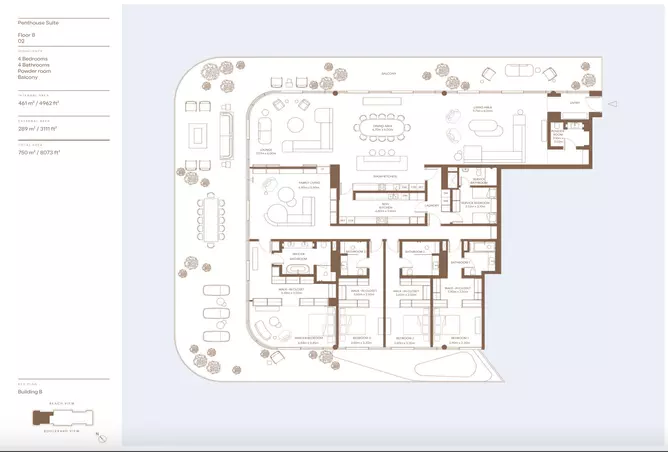 Dubai Harbour Residences (Area 1) — 4BR floor plan