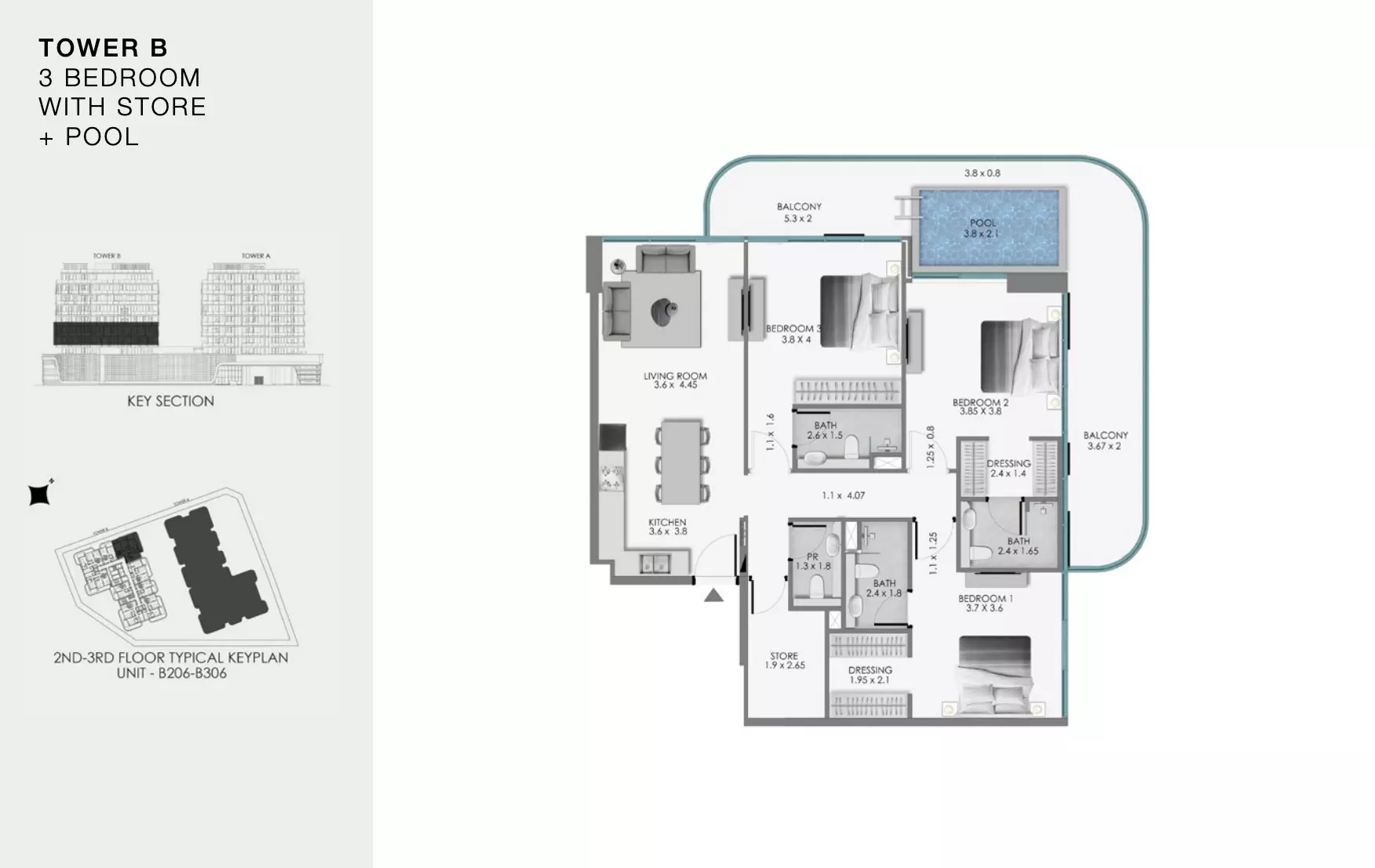 Ocean Bay by Samana Type B206, 3 beds