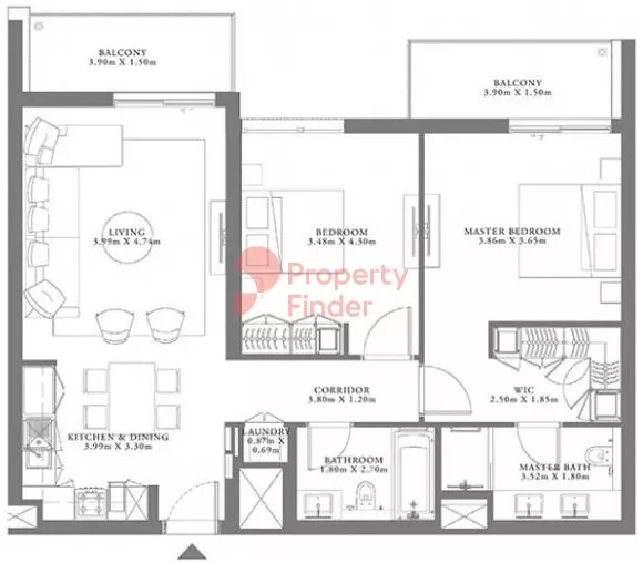 Seagate Type 1 Building 3 Unit 4 Level 9-10, 2 beds