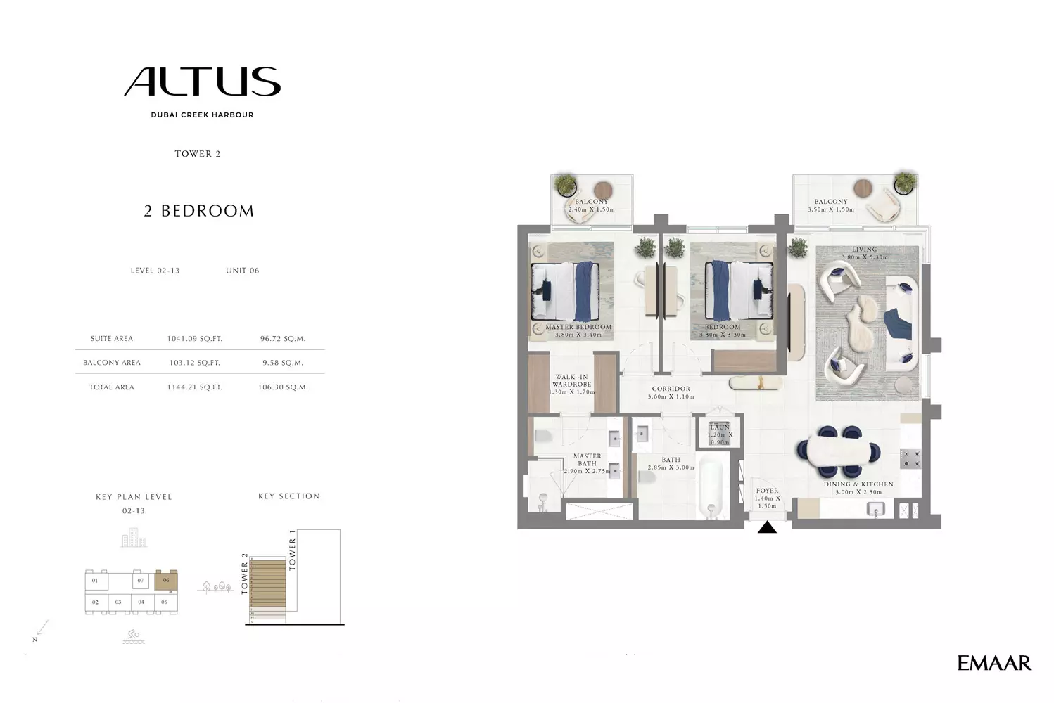 Emaar Altus Type 9-Tower2, 2 beds