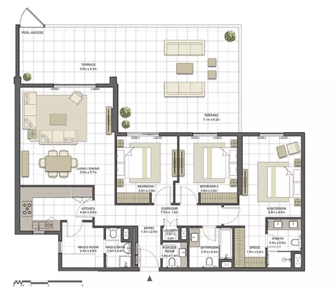 Crystal Residences Tower 2 - Type 3A-2, 3 beds