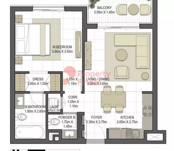 Aysha Residences By Eagle Hills B2-TYPE 1A - 4, 1 bed