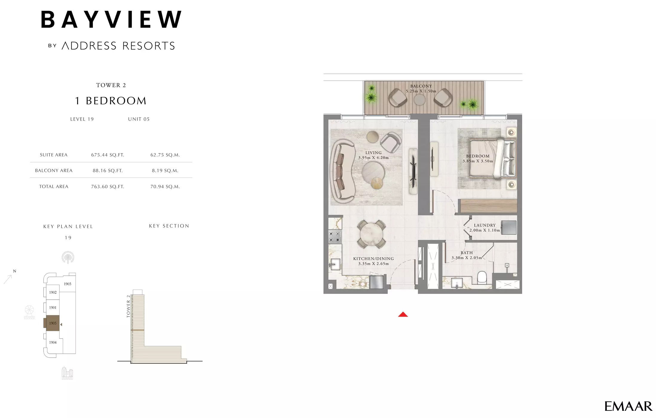 Bayview By Emaar Unit 5, Level 19, 1 bed