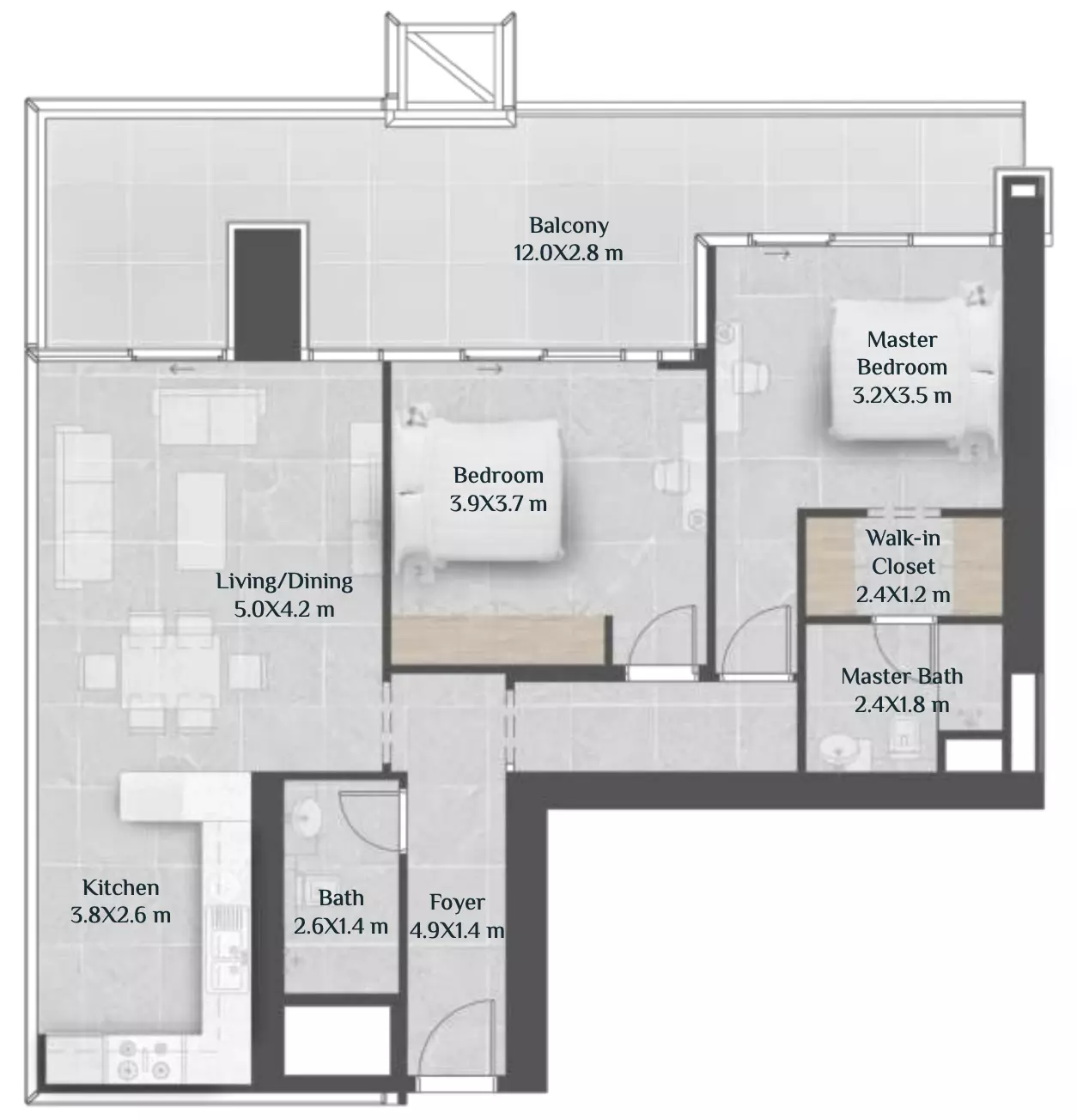 Skyhills Residences By HRE Development Tower 2 - Type C, 2 beds